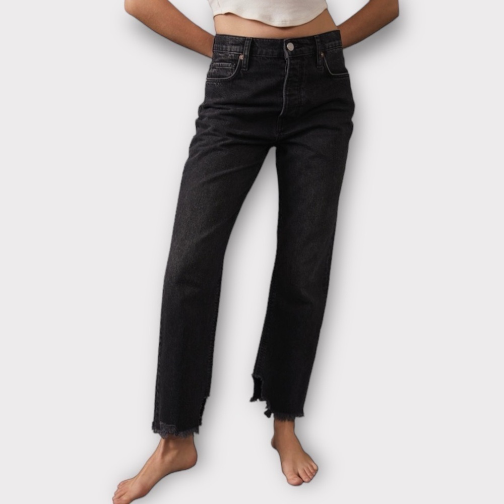 Free People We The Free Tapered Baggy High Rise Boyfriend Jean Black NWT